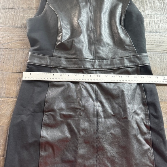 SPANX Combo Leather Like Luxe Sheath Black Vegan Stretch Dress Large LIKE NEW - Picture 4 of 13
